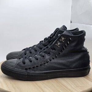 Women's 10  - Converse Chuck Taylor All Star Leather Black Mono Studded Spikes